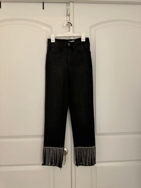 Forever 21 Black Cropped Jeans with diamond Fringe Hem